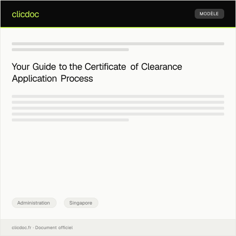 Document preview: Application for Certificate of Clearance — Administration, Singapore