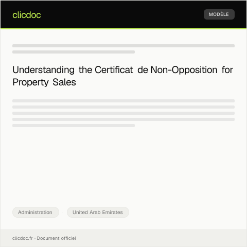 Document preview: Application for Certificat de Non-Opposition for Property Transaction at Dubai Courts — Administration, United Arab Emirates