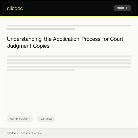 Document preview: Application for Certified Copy of Court Judgment — Administration, Jamaica