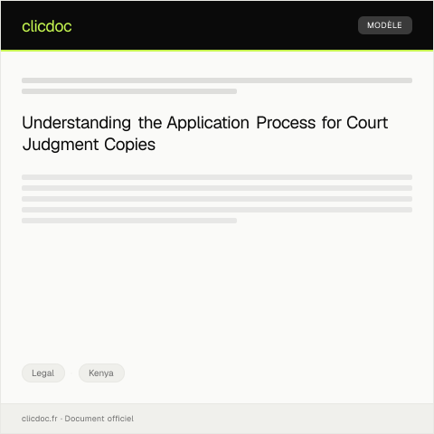Document preview: Application for Certified True Copy of Court Judgment (Form JK-CTC004) — Legal, Kenya