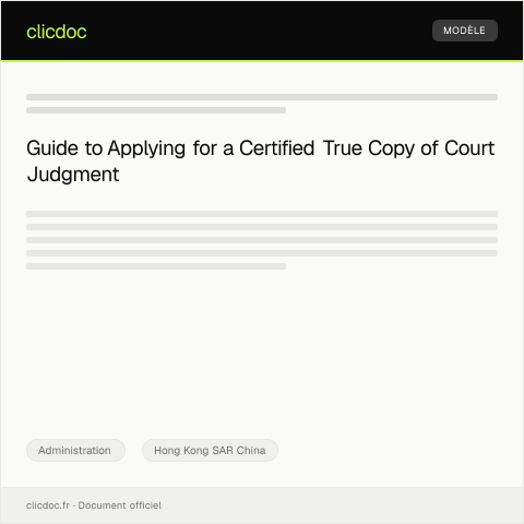 Document preview: Application for Certified True Copy of Court Judgment — Administration, Hong Kong SAR China
