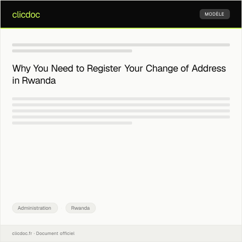 Document preview: Application for Change of Address Registration — Administration, Rwanda