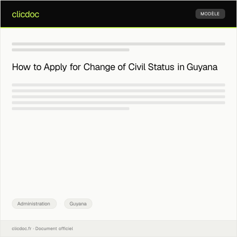 Document preview: Application for Change of Civil Status in the Civil Registry — Administration, Guyana