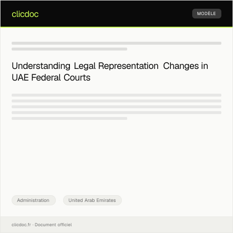 Document preview: Application for Change of Legal Representation in UAE Federal Courts — Administration, United Arab Emirates