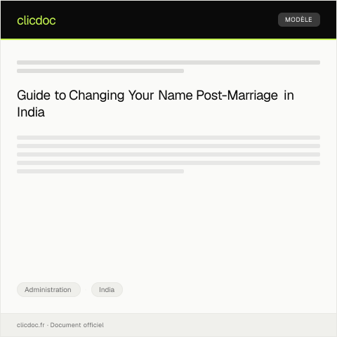 Document preview: Application for Change of Name in Family Register after Marriage — Administration, India