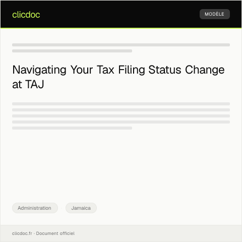 Document preview: Application for Change of Tax Filing Status at TAJ — Administration, Jamaica