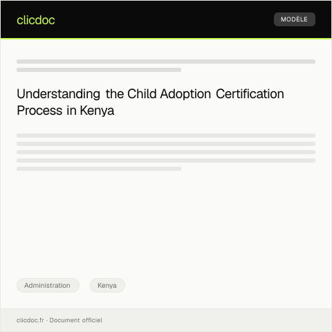Document preview: Application for Child Adoption Certification from Department of Children Services — Administration, Kenya