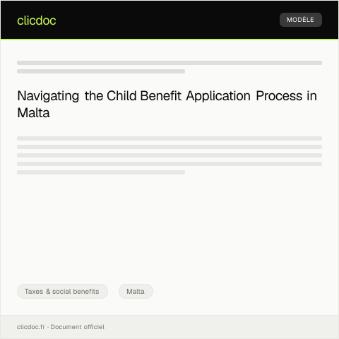 Document preview: Application for Child Benefit (Form C) — Taxes & social benefits, Malta