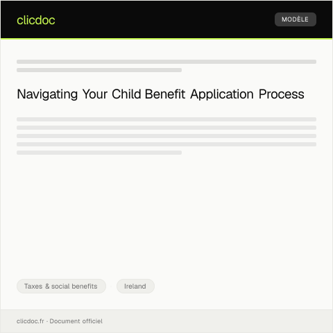 Document preview: Application for Child Benefit Payment — Taxes & social benefits, Ireland