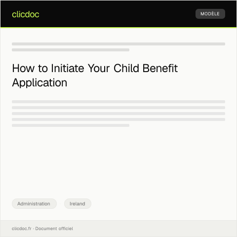 Document preview: Application for Child Benefit Payment from Dept of Social Protection — Administration, Ireland