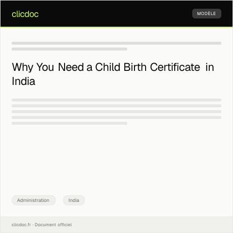 Document preview: Application for Child Birth Certificate from Registrar of Births & Deaths, Bengaluru — Administration, India