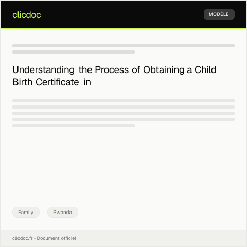 Document preview: Application for Child Birth Certificate from Rwanda Civil Registry — Family, Rwanda