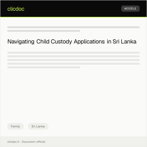 Document preview: Application for Child Custody – Form 3 — Family, Sri Lanka