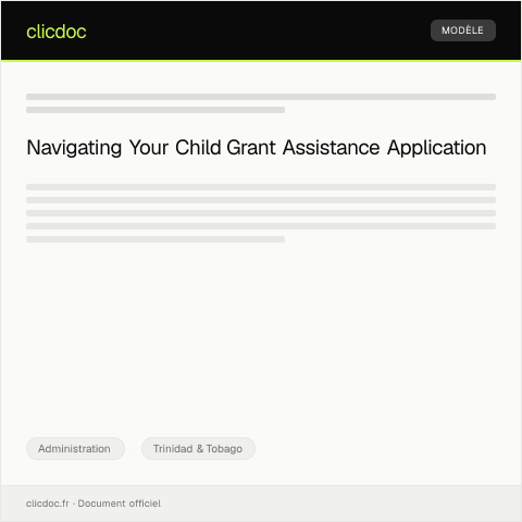 Document preview: Application for Child Grant Assistance from the Ministry of Social Development — Administration, Trinidad & Tobago