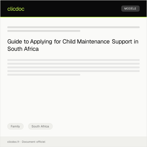 Document preview: Application for Child Maintenance and Support via SASSA — Family, South Africa