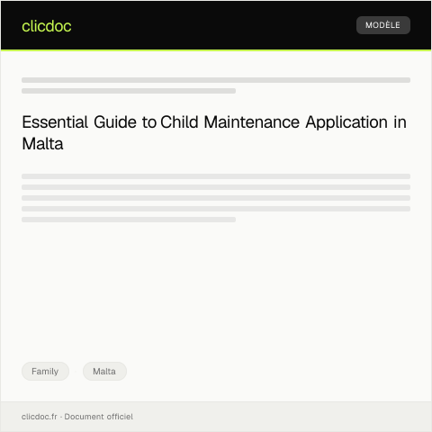 Document preview: Application for Child Maintenance / Applikazzjoni għall-Manteniment tat-Tarbija — Family, Malta