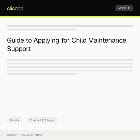 Document preview: Application for Child Maintenance Support — Family, Trinidad & Tobago