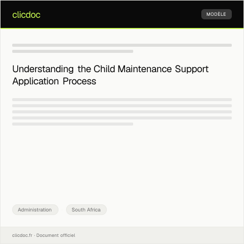 Document preview: Application for Child Maintenance Support from Department of Social Development — Administration, South Africa