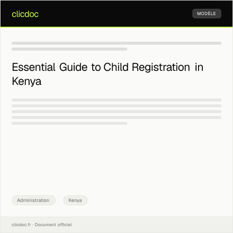 Document preview: Application for Child Registration and Birth Certificate from Civil Registry — Administration, Kenya