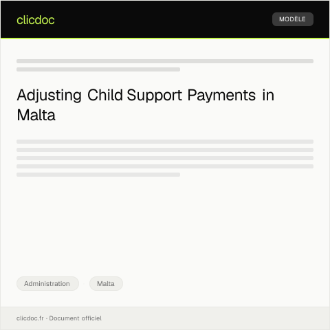 Document preview: Application for Child Support Payment Adjustment — Administration, Malta