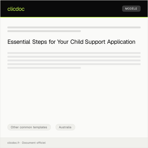 Document preview: Application for Child Support Assessment — Other common templates, Australia
