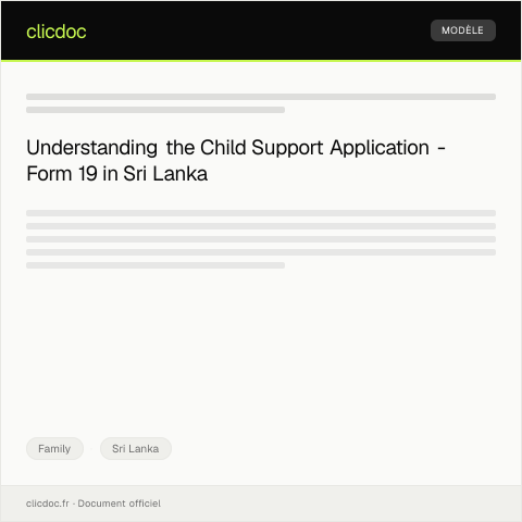 Document preview: Application for Child Support – Form 19 — Family, Sri Lanka