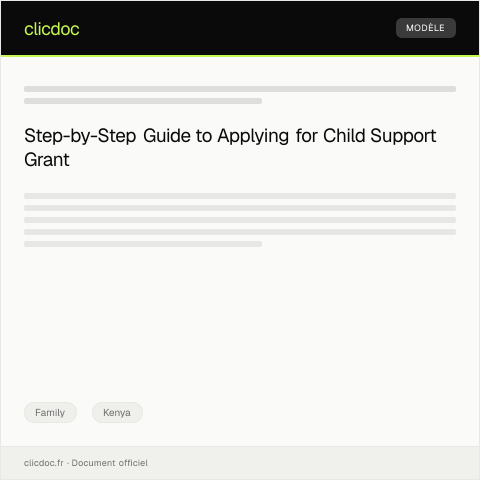 Document preview: Application for Child Support Grant from National Lands Commission — Family, Kenya