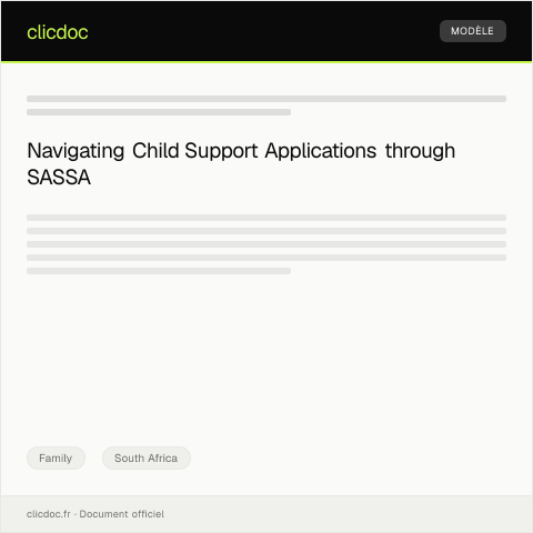 Document preview: Application for Child Support Services via SASSA — Family, South Africa