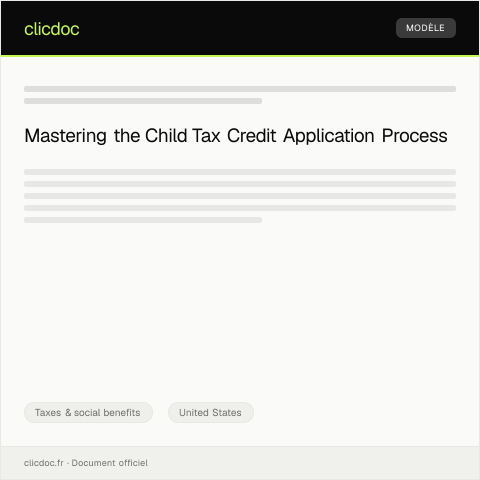 Document preview: Application for Child Tax Credit — Taxes & social benefits, United States