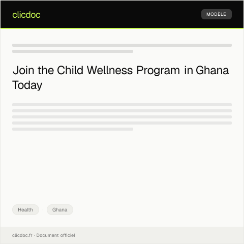 Document preview: Application for Child Wellness Program Enrollment — Health, Ghana