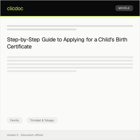 Document preview: Application for Child's Birth Certificate from Registrar General’s Department — Family, Trinidad & Tobago