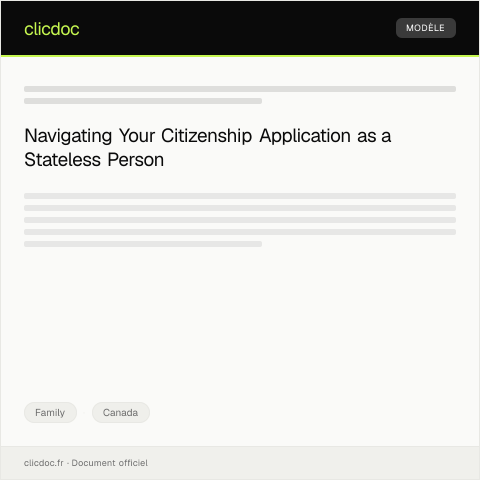 Document preview: Application for Grant of Citizenship for Stateless Persons Born to a Canadian Parent (Subsection 5(5)) — Family, Canada