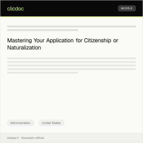 Document preview: Application for Citizenship or Naturalization Certificate — Administration, United States
