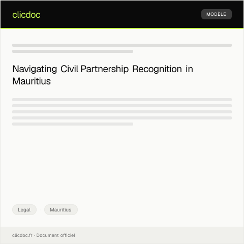 Document preview: Application for Civil Partnership Recognition — Legal, Mauritius