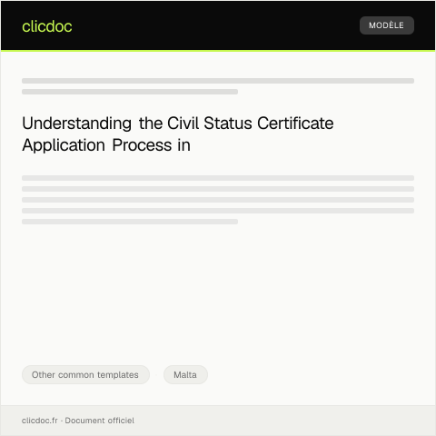 Document preview: Application for Civil Status Certificate / Applikazzjoni għall-Kertifikāt tal-Istatus Ċivili — Other common templates, Malta