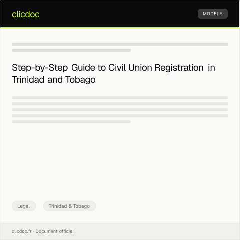 Document preview: Application for Civil Union Registration (CU 012) — Legal, Trinidad & Tobago