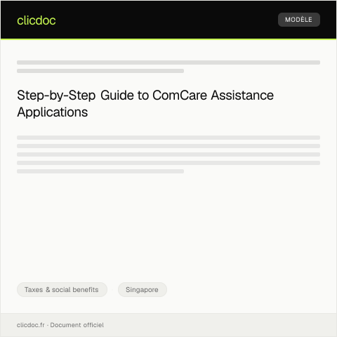 Document preview: Application for ComCare Assistance — Taxes & social benefits, Singapore