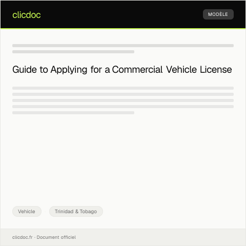 Document preview: Application for Commercial Vehicle Licensing — Vehicle, Trinidad & Tobago