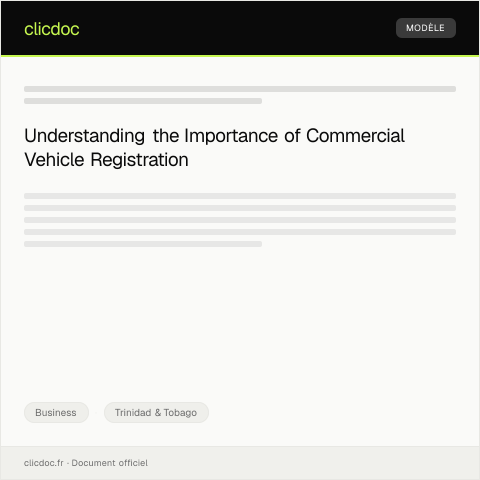 Document preview: Application for Commercial Vehicle Registration — Business, Trinidad & Tobago
