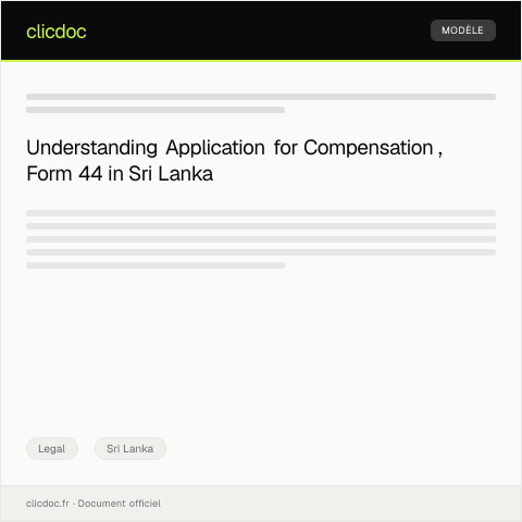 Document preview: Application for Compensation – Form 44 — Legal, Sri Lanka