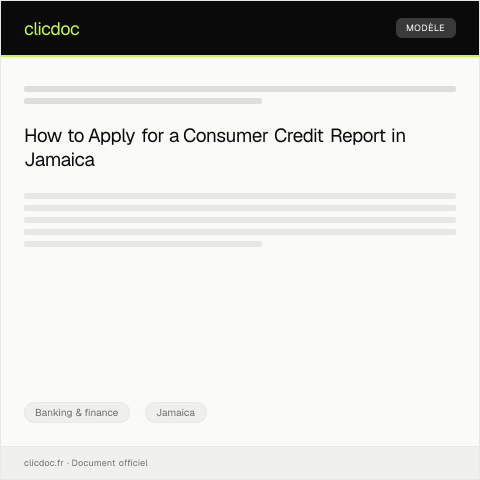 Document preview: Application for a Consumer Credit Report in Jamaica — Banking & finance, Jamaica