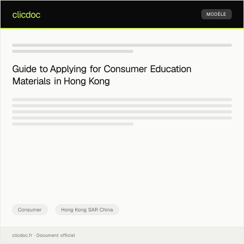 Document preview: Application for Consumer Education Materials (Form CEM11) 申請消費者教育資料（表格 CEM11） — Consumer, Hong Kong SAR China