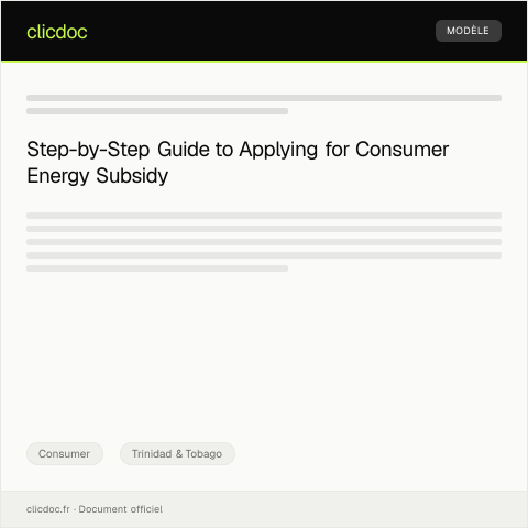 Document preview: Application for Consumer Energy Subsidy — Consumer, Trinidad & Tobago