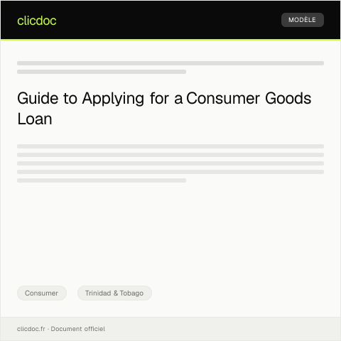 Document preview: Application for Loan for Consumer Goods — Consumer, Trinidad & Tobago