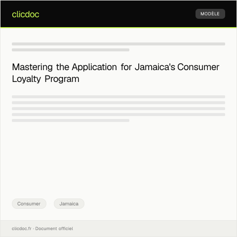 Document preview: Application for Consumer Loyalty Program Registration — Consumer, Jamaica