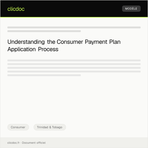 Document preview: Application for Consumer Payment Plan — Consumer, Trinidad & Tobago