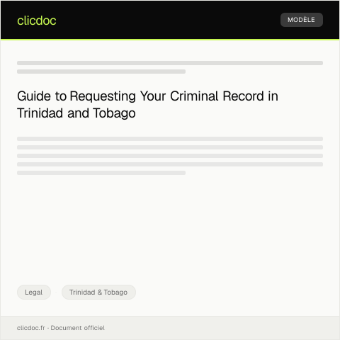 Document preview: Application for Copy of Criminal Record from Trinidad and Tobago Police Service — Legal, Trinidad & Tobago