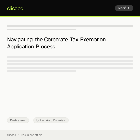 Document preview: Application for Corporate Tax Exemption Certificate — Businesses, United Arab Emirates