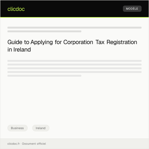 Document preview: Application for Corporation Tax Registration — Business, Ireland