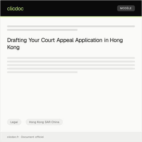 Document preview: Application for Court Appeal 上訴申請 — Legal, Hong Kong SAR China